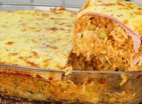 Arroz de Forno com Frango e Queijo Completão