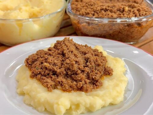 Carne Moída com Purê de Batata Cremoso