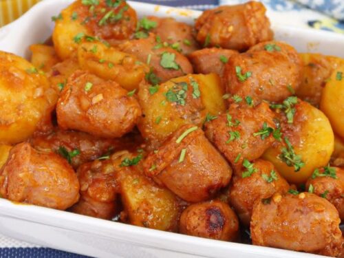Linguiça com Batata Pronta em 5 Minutos