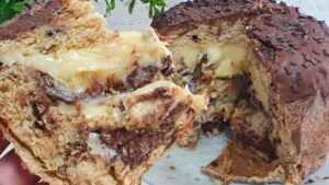 Panetone trufado com brigadeiro de leite ninho e Nutella