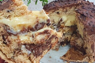 Panetone trufado com brigadeiro de leite ninho e Nutella