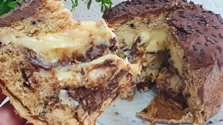 Panetone trufado com brigadeiro de leite ninho e Nutella