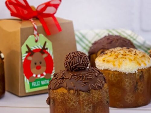 Mini Chocotone de Natal Recheado com Brigadeiro Cremoso