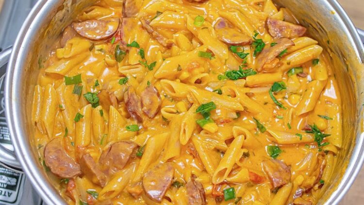 macarrão cremoso com calabresa de uma panela só