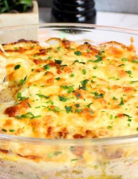 Atum gratinado com batata cremoso e dourado