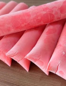 Geladinho Cremoso de Morango em Saquinhos