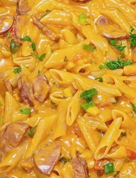 macarrão cremoso com calabresa de uma panela só