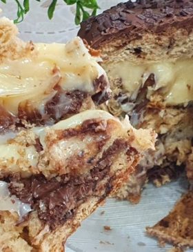 Panetone trufado com brigadeiro de leite ninho e Nutella